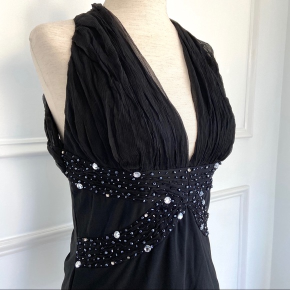 Amanda Adams Couture Beaded Black Halter Top L - Picture 3 of 11